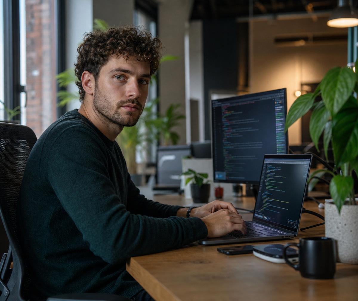 Software developer coding