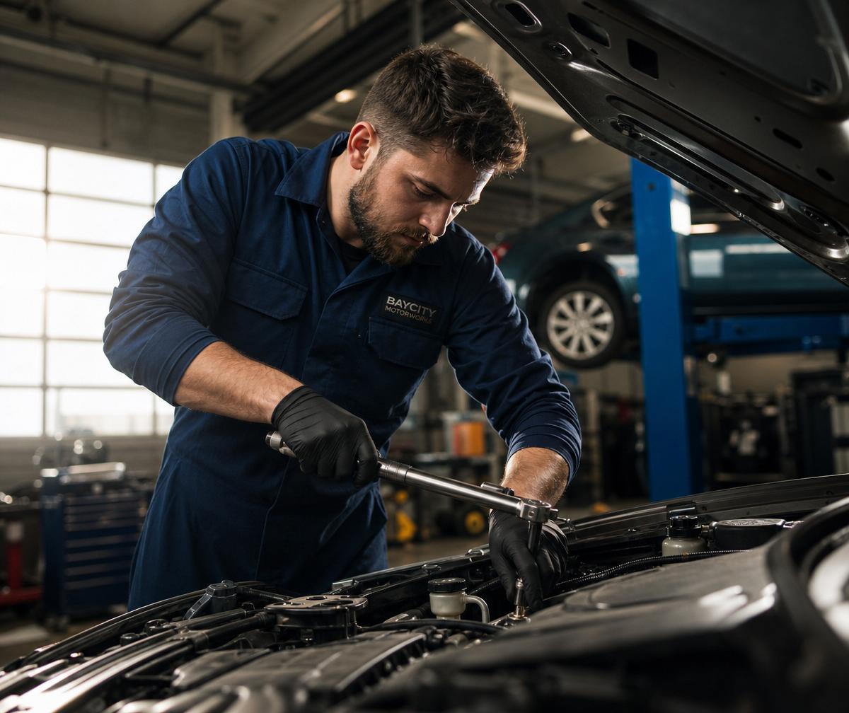 Mechanic repairing a car